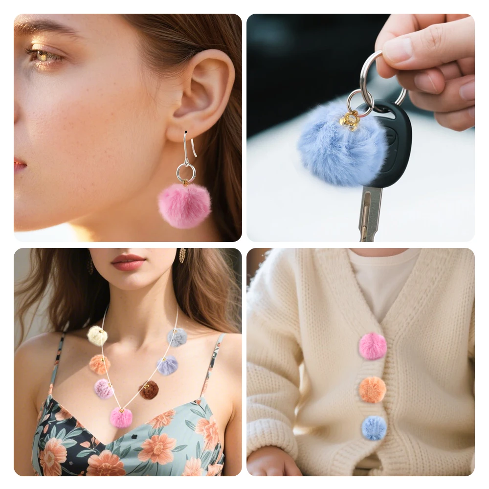20 قطعة غطاء الفراء القطيفة الكرة الكرة الخرز Charms قلادة DIY بها بنفسك Pompom قلادة قلادة أقراط لصنع المجوهرات العثور