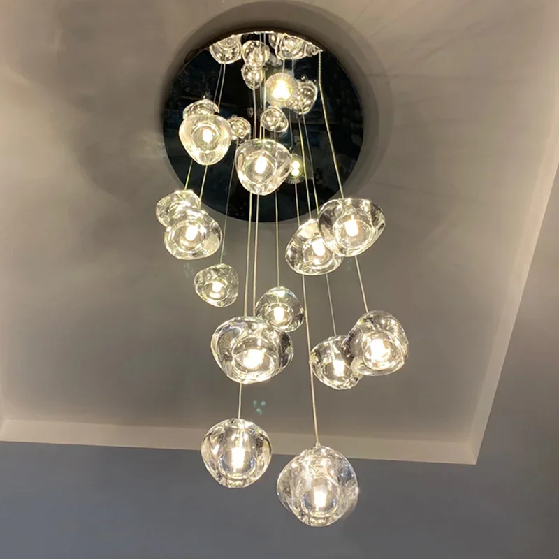 

New Modern Chandeliers Indoor Lighting Stair Led Chandelier For Living Room Crystal Ball Chandelier Loft Kitchen Lights Lustre