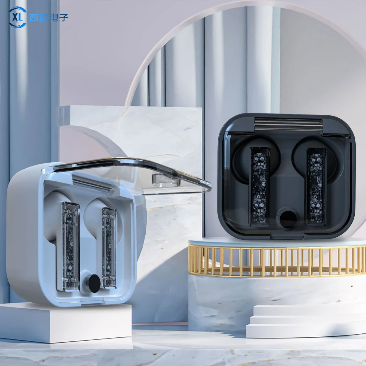 

New mini transparent space capsule wireless bluetooth noise reduction headset TWSOWS in-ear private waterproof long battery life