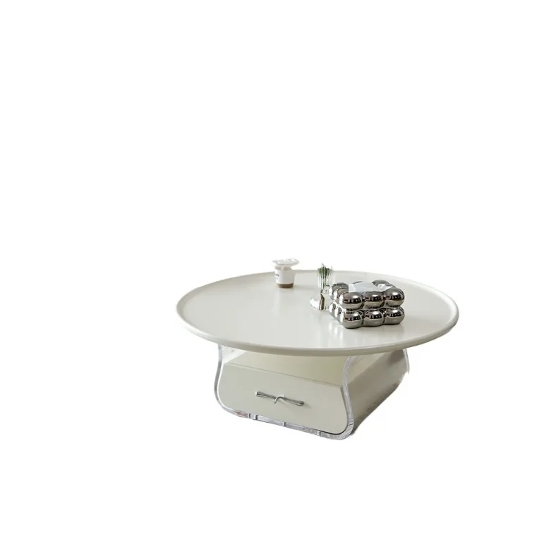 

Jelly small apartment coffee table living room home French round cream style small table side table