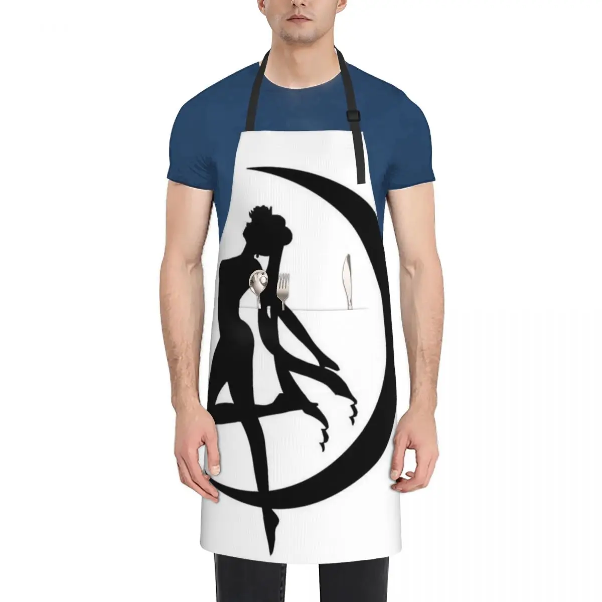 

SAILOR-MOON~ Fashion Dacron Kitchen Apron for Women Men Pinafore Cleaning Tools Custom Apron Birthday Gift