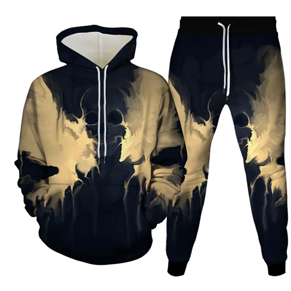 Men Hoodies Sets Colorful Vortex 3D Print Tracksuit Sets Fashion Hoodie Pants 2pcs Sets Casual Pullover Casual Man\'s Clothing