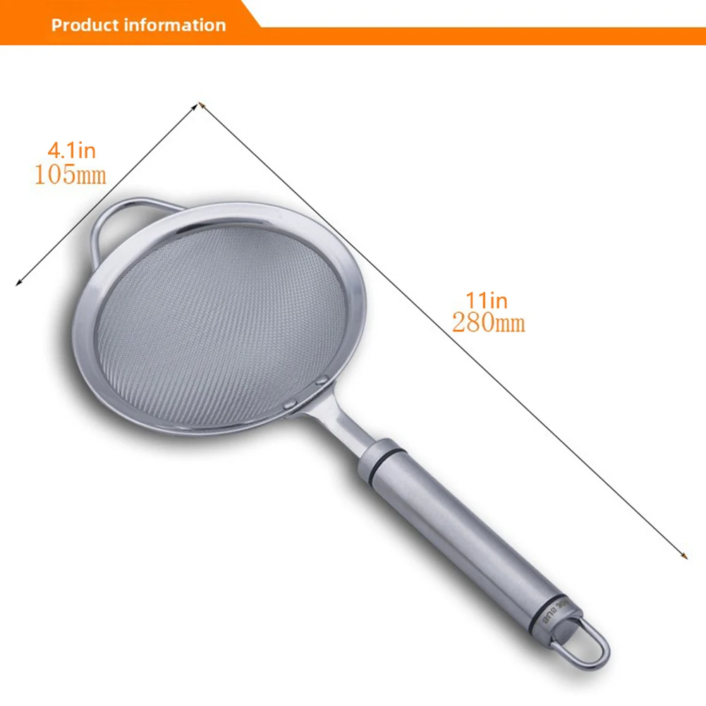 Stainless Steel Mesh Strainer Extra Fine Mesh Sieve Skimmer Spoon Long Handle Efficient Filtering Soy Milk Juices Filter Sieve
