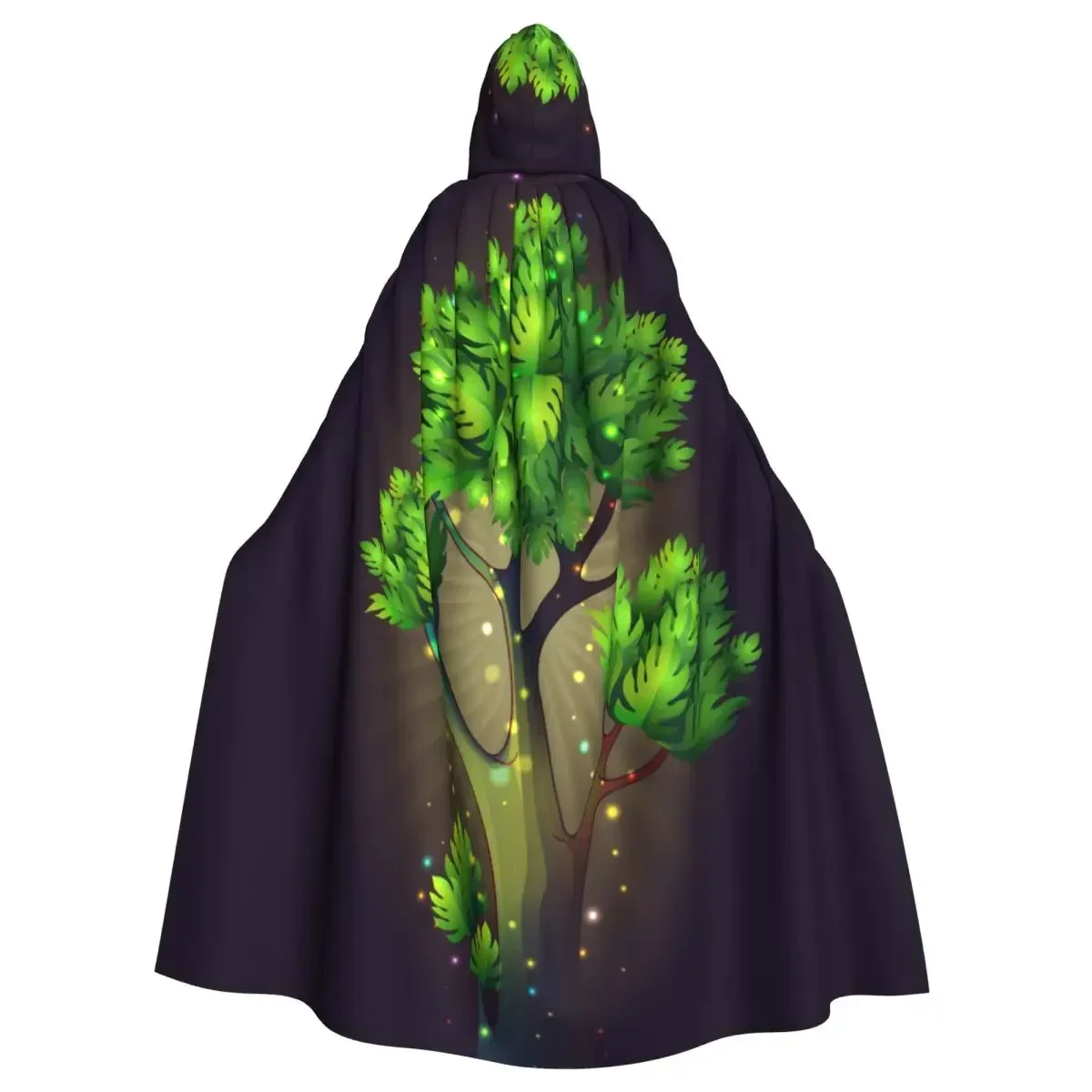 

Magic Green Tree Adult Cloak Cape Hooded Medieval Costume Witch Wicca Vampire Elf Purim Carnival Party