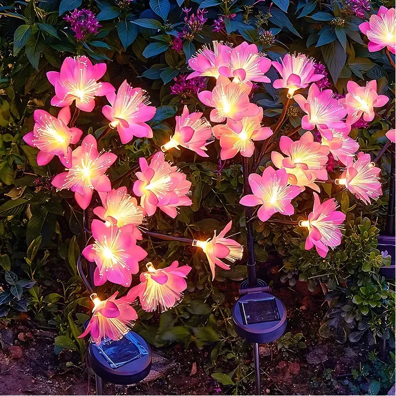 

Solar Powered Camellia LED Garden Lights Flower Design Lawn Lighting Outdoor Yard Decor Lamp Pathway Floral Light 1111