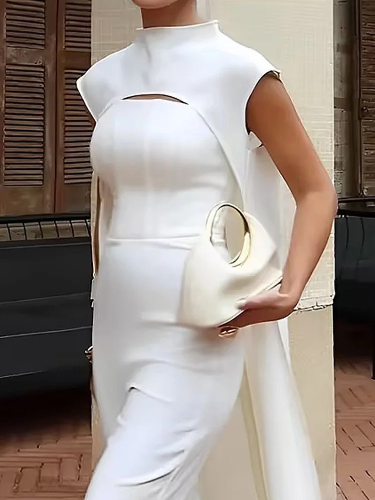 

Женская мода, однотонные прямые наряды, элегантный длинный комбинезон без рукавов с высокой талией и плащом, весенне-летние тонкие офисные костюмы