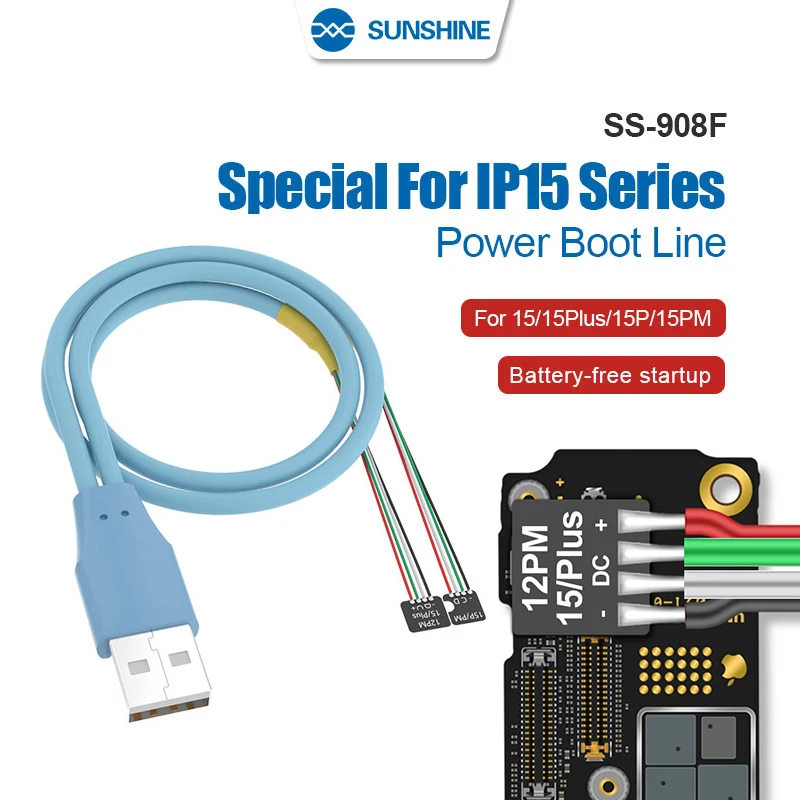SUNSHINE SS-908F cavo di avvio dell'alimentatore universale per iPhone 15/15P/15Plus/15PM manutenzione Power Test linea di avvio utensili manuali