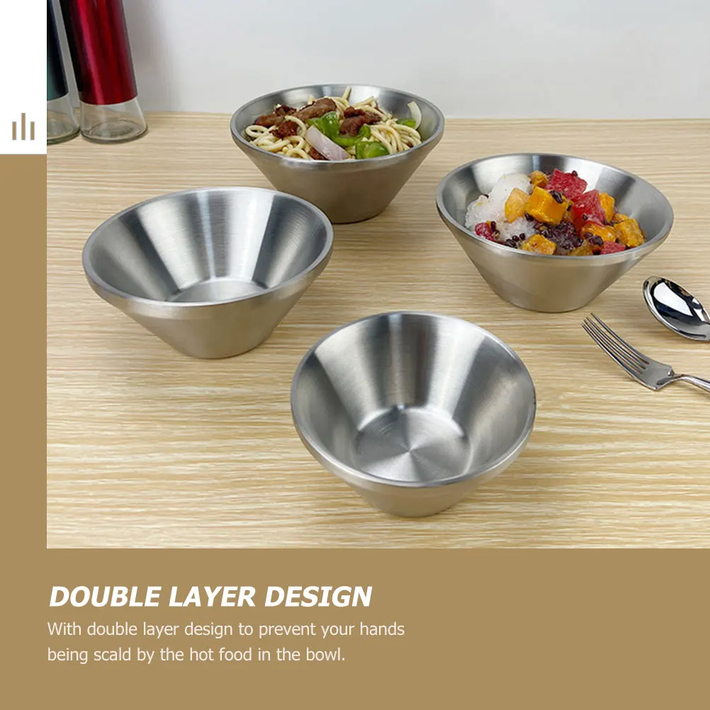 

Ramen Bowls Double Layer Insulation Camping Pho Cereal Stainless Soup Silver Snack Steel Toddler