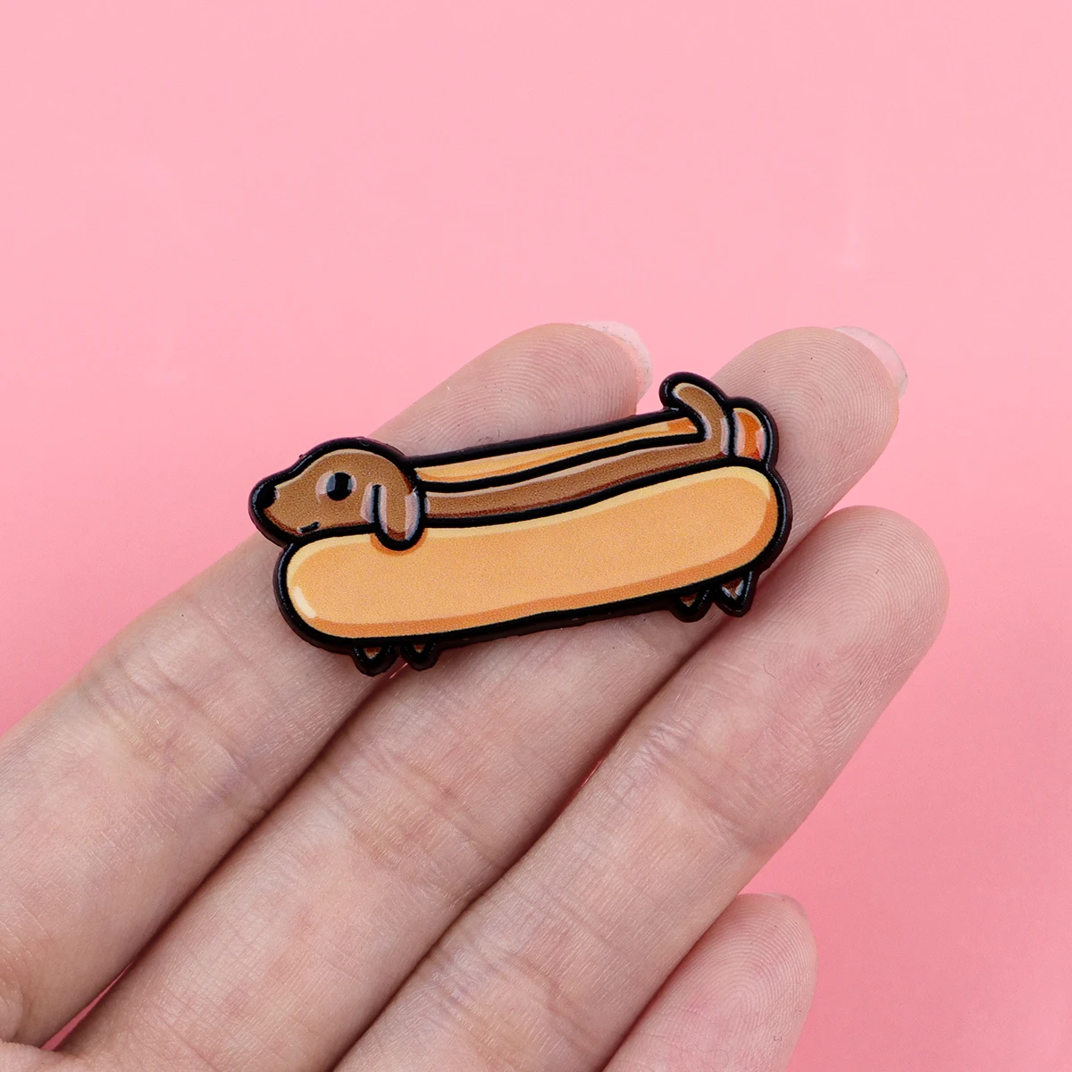 Lustige Dackel-Hunde-Emaille-Anstecknadel, Niedliche Würstchenhunde-Brosche für Tierliebhaber & Rucksack-Dekoration, Geschenk für Freunde – Detail 4