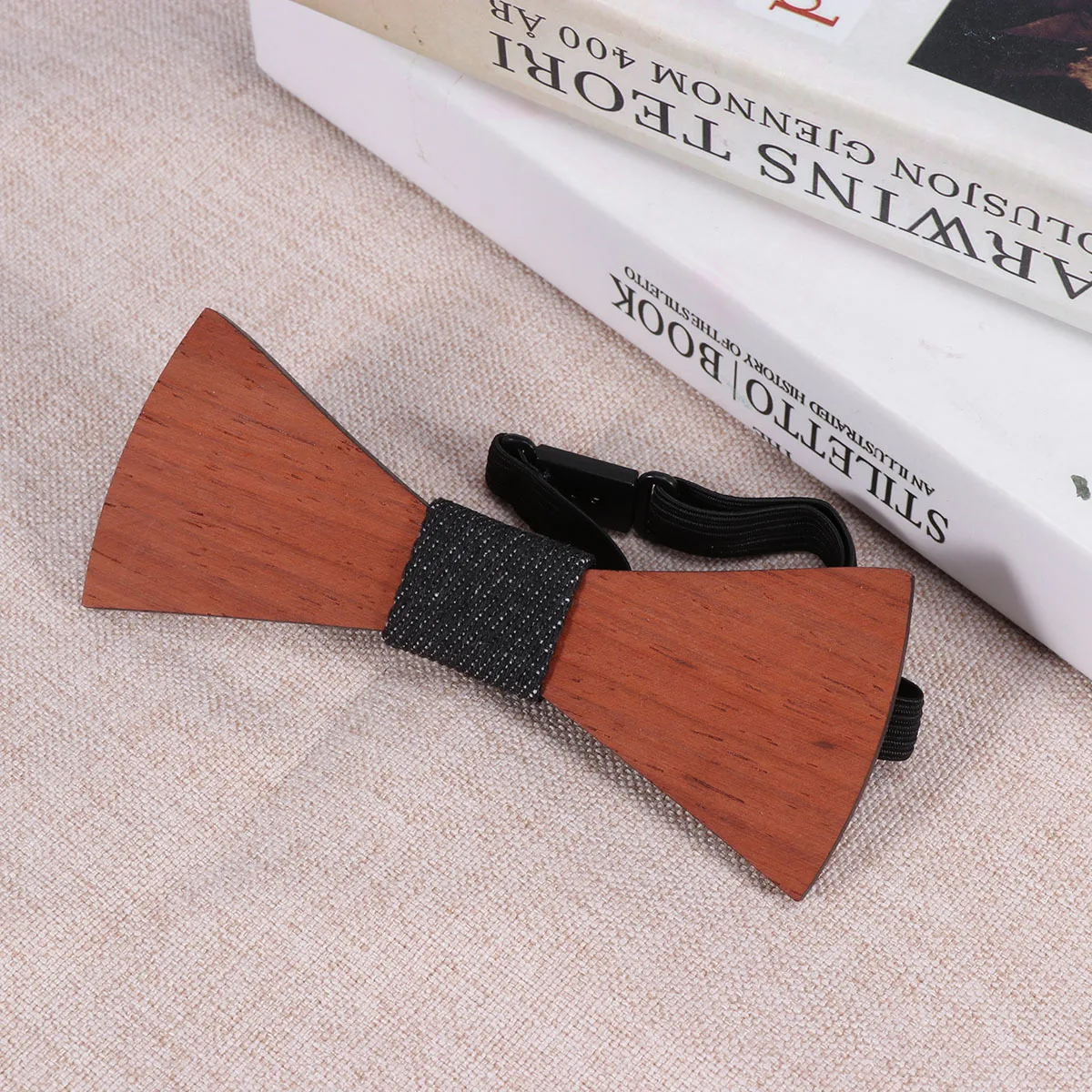 

1pc Wooden Bow Tie Premium Durable Adjustable Men'S Handmade Natural Cravat For Wedding Party Festival Gift Fit All Sizes