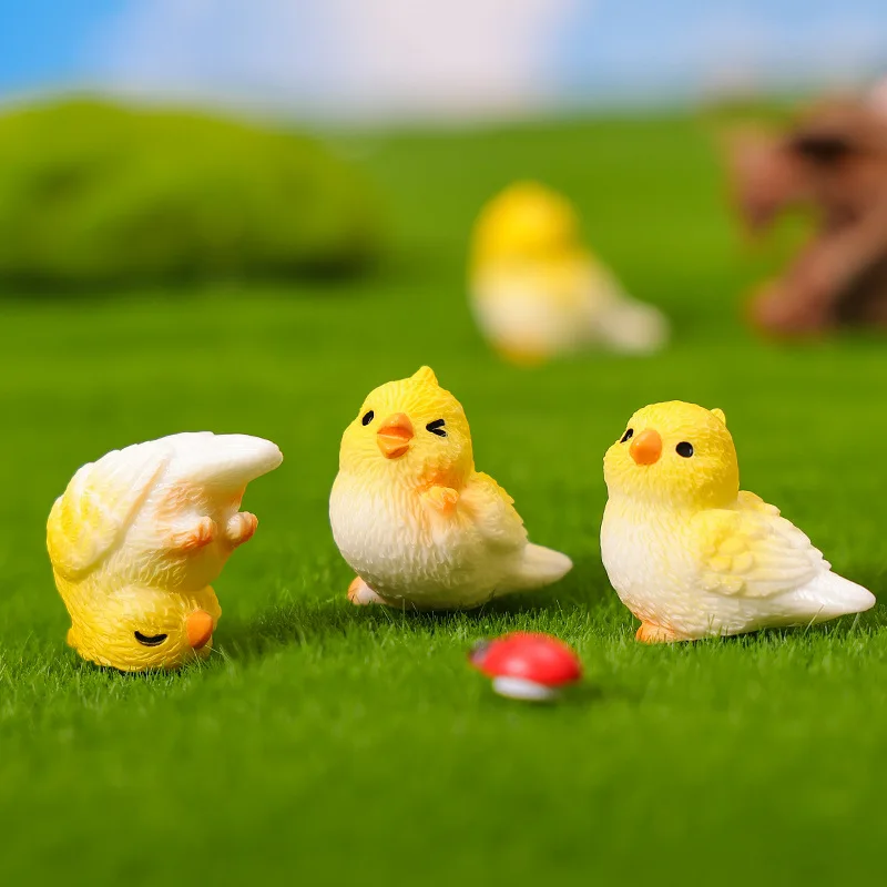 8Pcs Mini Cockatiel Bird DIY Fairy Garden Accessories Miniature Ornament Statue Figurines Landscape Dollhouse Home Craft Decor