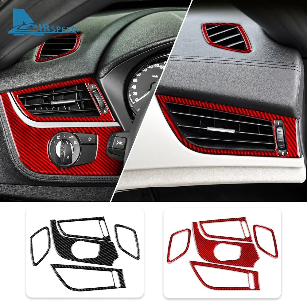 Carbon Fiber Sticker Trim For BMW Z4 E89 2009 2017 Car Headlight Switch Button Side Air Outlet Vent Cover Accessories