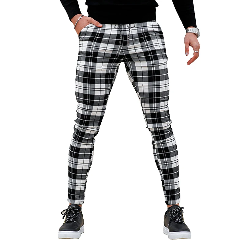 2024 Europe And The United States Men's Casual Color Personality Matching Pants, Suit Plaid Sports Loose Large Size Casual Pants