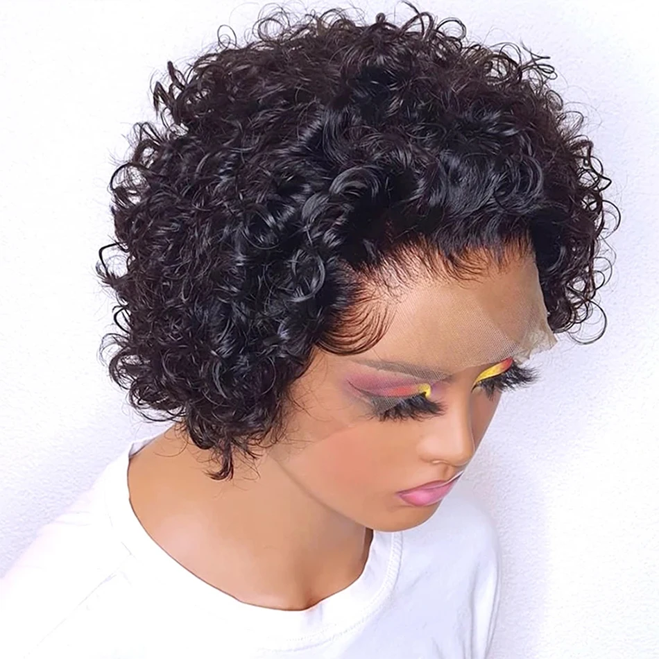 Pixie Cut Wigs 13x2 Lace Frontal Wigs Human Hair Short Kinky Curly Bob Human Hair Wigs For Women Lace Front Human Hair Wigs