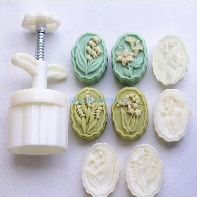 N5KC Plastic Mooncake Stamps of the Valley Shaped Mooncake Moulds for Festival