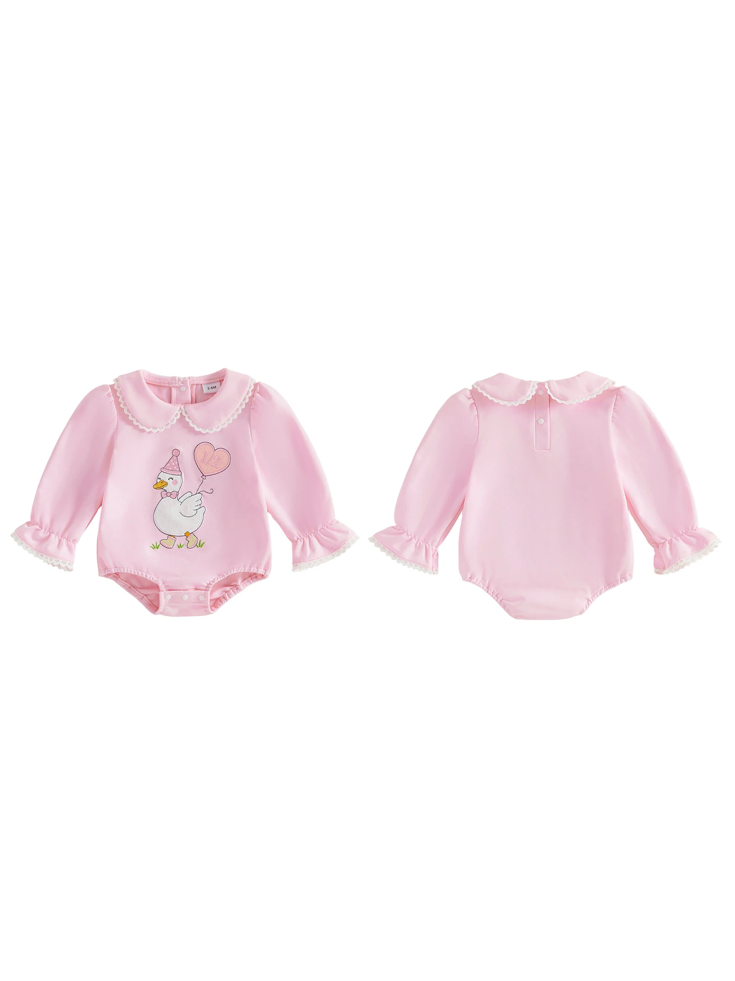 Long Romper Long-Sleeve-Bodysuit Birthday Romper Goose Baby Embroidery-Long Birthday Romper New Long Romper