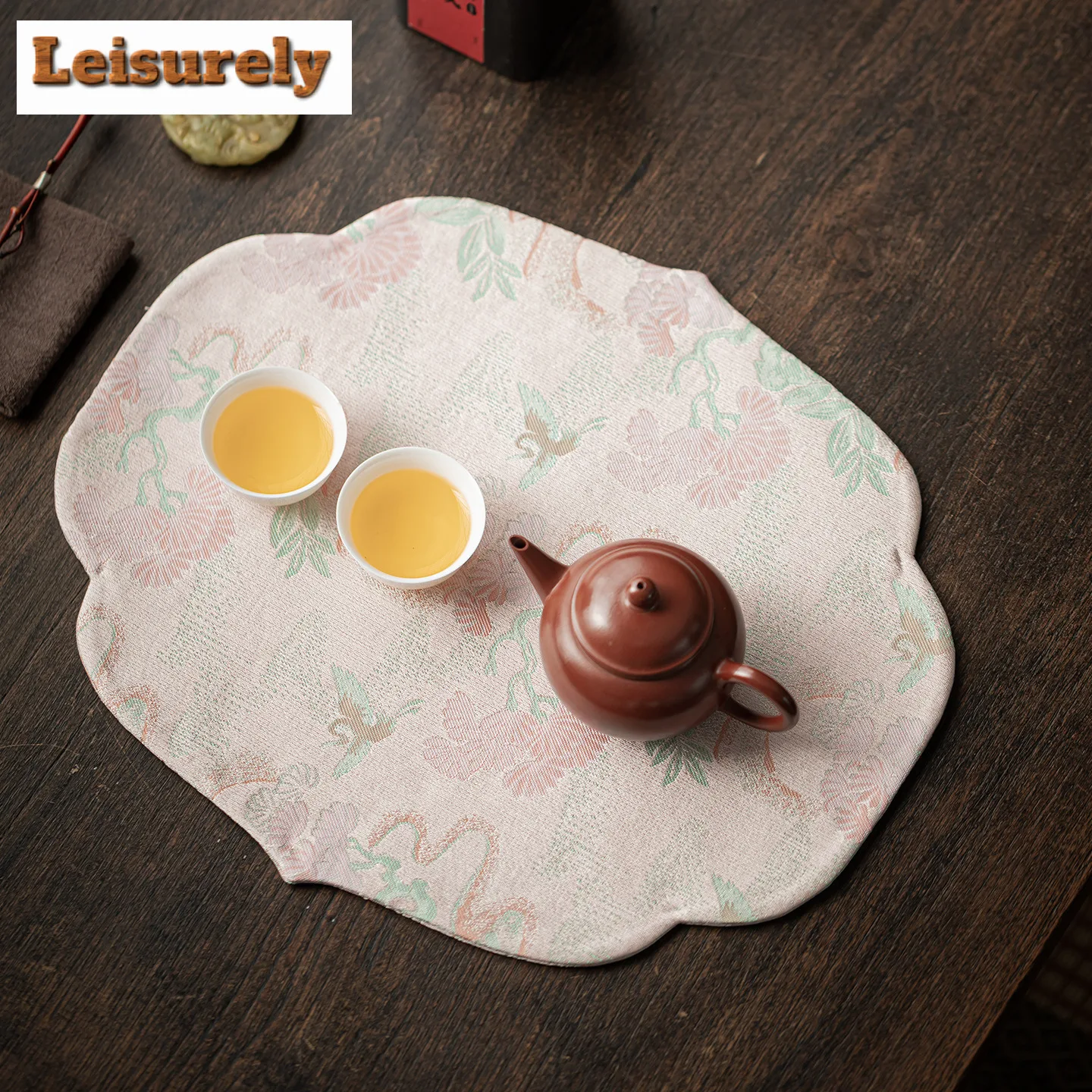 الصينية كرين الوردي Xiangyun الحرير سحابة طاولة شاي الحصير بوتيك شرب كوستر المنزلية عشاء مفرش طاولة حصيرة Teaware الحلي #5