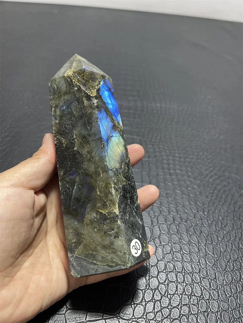 750g large natural labradorite point with good flash crystal tower