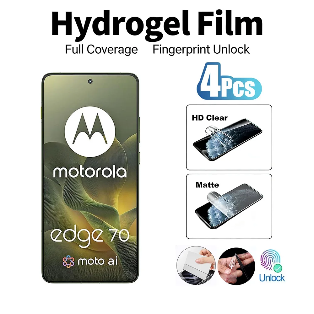 

4 шт. HD матовая мягкая гидрогелевая пленка для Motorola Moto Edge 70 60 Stylus 50 Fusion/Pro/Ultra/Neo, защитная пленка для экрана с функцией разблокировки по отпечатку пальца