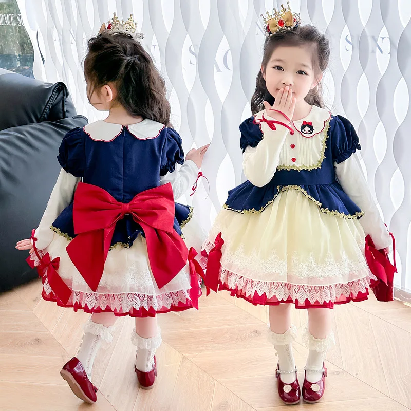 

Girls' Dress Disney Snow White Fluffy Dress Sweet Cute Fashion Long Sleeved Mesh A-line Dress Party Children's Birthday Dress