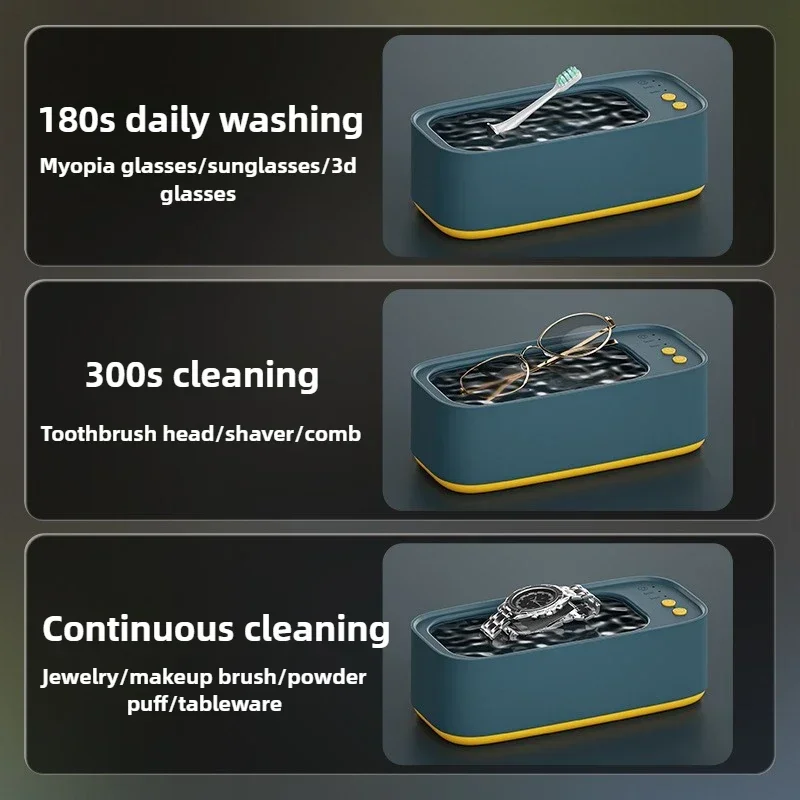 USB Ultrasonic Cleaner 45000Hz Rechargeable Portable High-Frequency Vibration Glasses Jewelry Cleaning Machines Household