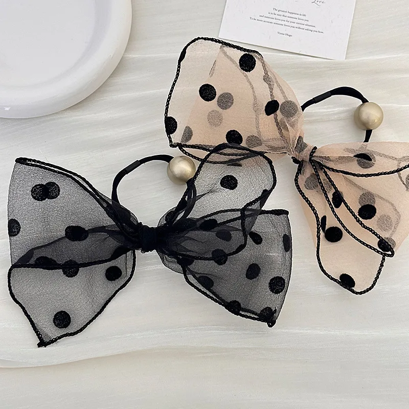 Scrunchie korean hair accessories ties bow band for girl women elastic rubber kpop sweets fashion leading vintage 2024 popular