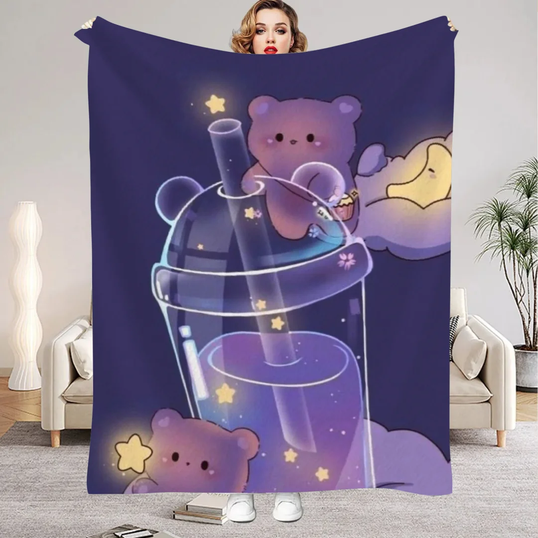 1Pc Blanket Flannel Dreamy Print Quality Soft Warm Throw Printed Throw Couch Fluffy Home Work Decoration Excellent Gift Choice