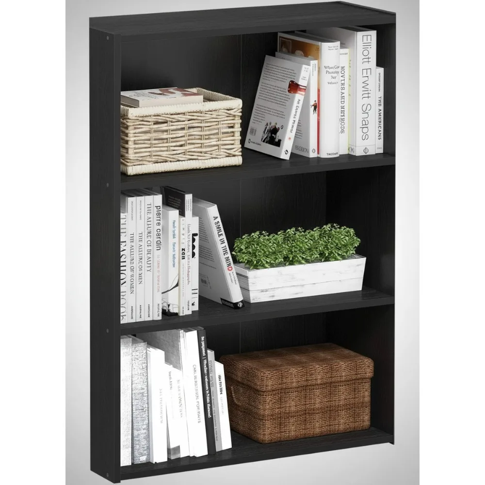 وحدة تخزين رف الكتب من 3 طبقات، ارتفاع 31.5 بوصة، لغرفة المعيشة وغرفة النوم والمكتب، خشب مركب متين