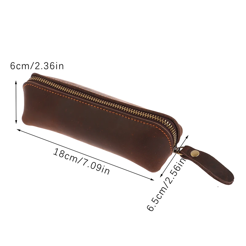 Saco De Lápis De Couro Simples, papelaria Hoder, Pen Case, Saco De Armazenamento, Bolsa De Zíper, Caixa De Óculos, Material Escolar