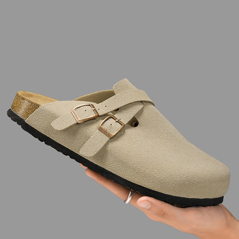 

Fashion Clogs Slippers For Women Classic Suede Men Mules Cork Footbed Leather Potato Shoes With Arch Support Beach Slide
