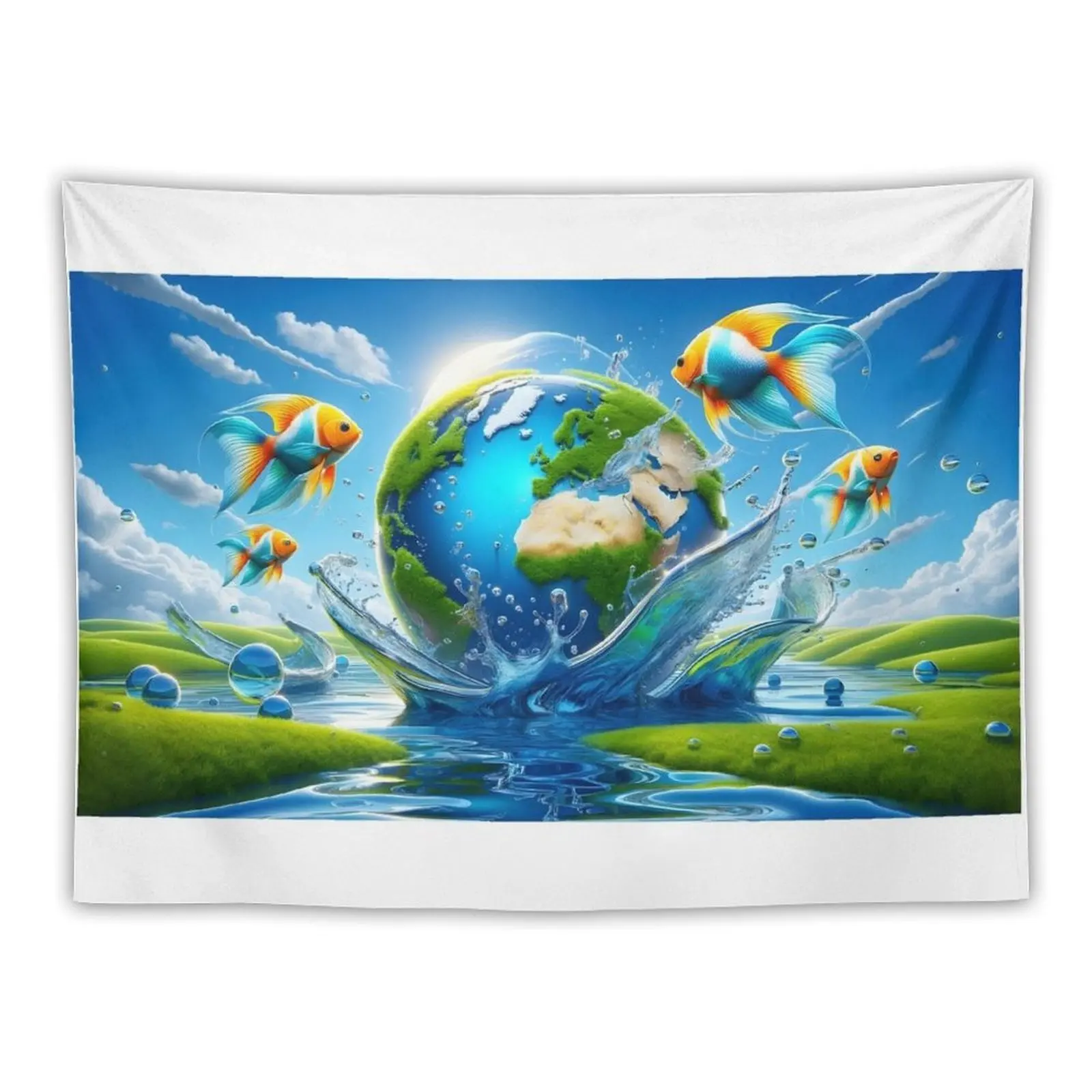 Frutiger Aero Earth Splash Tapestry Decorative Wall Murals Room Decoration Korean Style Tapestry