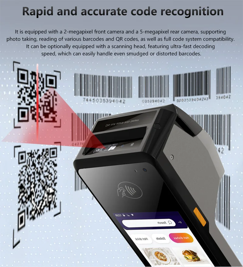 Factory Android 11 Based 4g Wifi Nfc 5 Inch Smart Pos Terminal Handheld Pos System Barcode Scanner Billing Mobile Pos