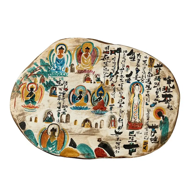 

Phaseless tea tray, purely handmade City Yinyuanyuan pastel Dunhuang ceramic dry brewing tea table pot tray