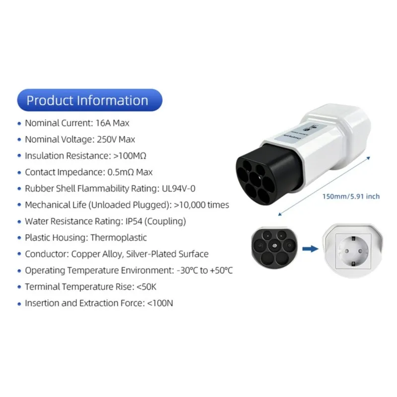N26R-Type2 EV Conversion Discharger Portable Energy Electric Vehicle Schuko Socket 220V EU Plug Suitable For Outdoor Camping