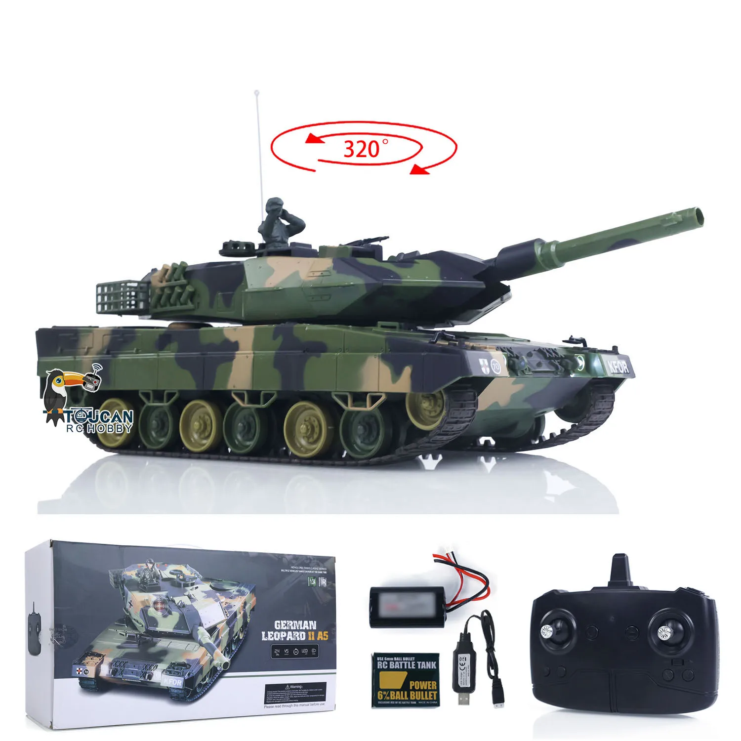 Heng Long 3809 1/24 Mini réservoir RC Leopard2A5 télécommande modèle de char de combat BB infrarouge bataille Panzer véhicule modèle de voiture jouet