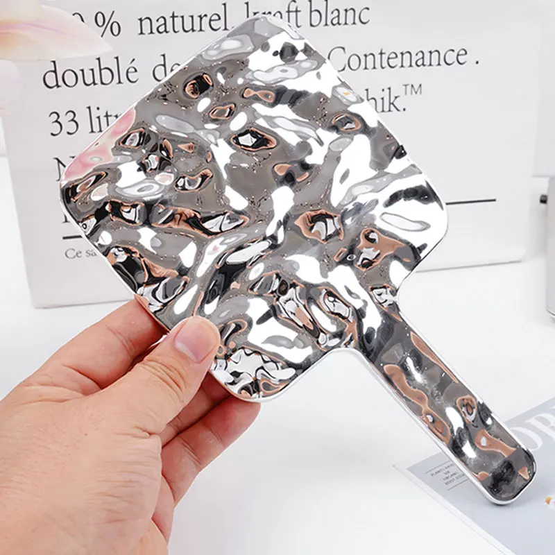 Make-up-Spiegel mit galvanisiertem Vintage-Griff – quadratischer tragbarer HD-Kosmetikspiegel, ideal für Schönheit unterwegs