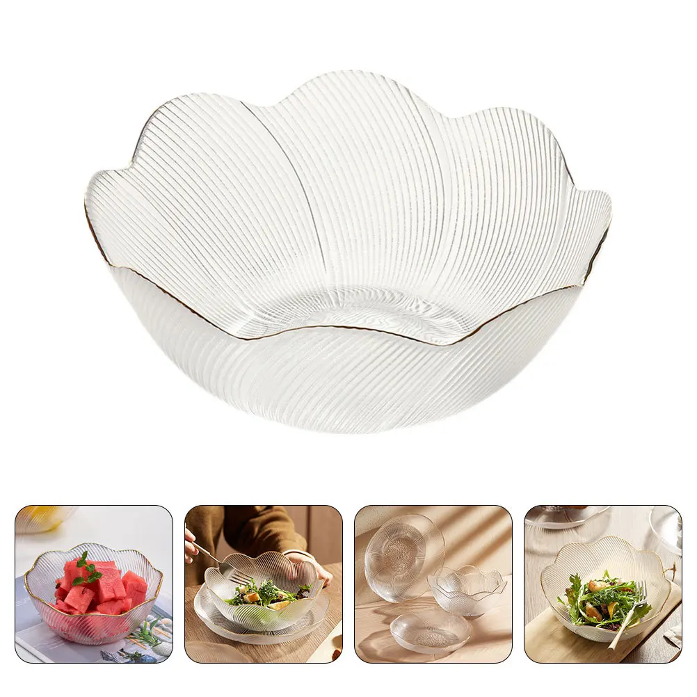

Household Glass Salad Bowl Irregular Decorative Creative Dessert Holder Fruit Serving Bowl Elegant Transparent Food Display Dish