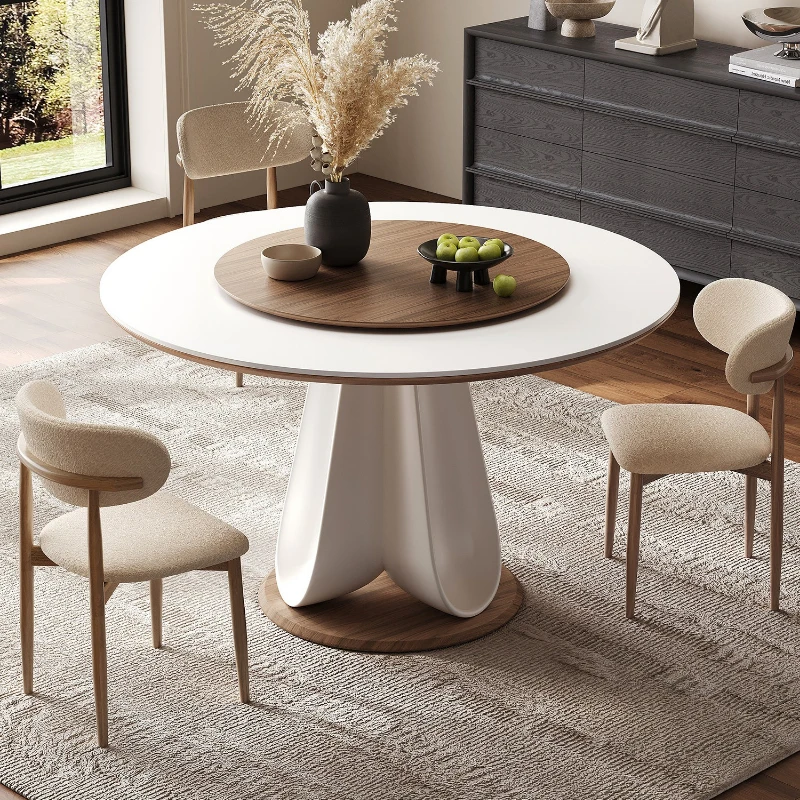 

Обеденный стол в стиле лёгкой роскоши, креативный дизайн, круглый, многофункциональный, современный деревянный стол для столовой с 4 стульями, мебель.