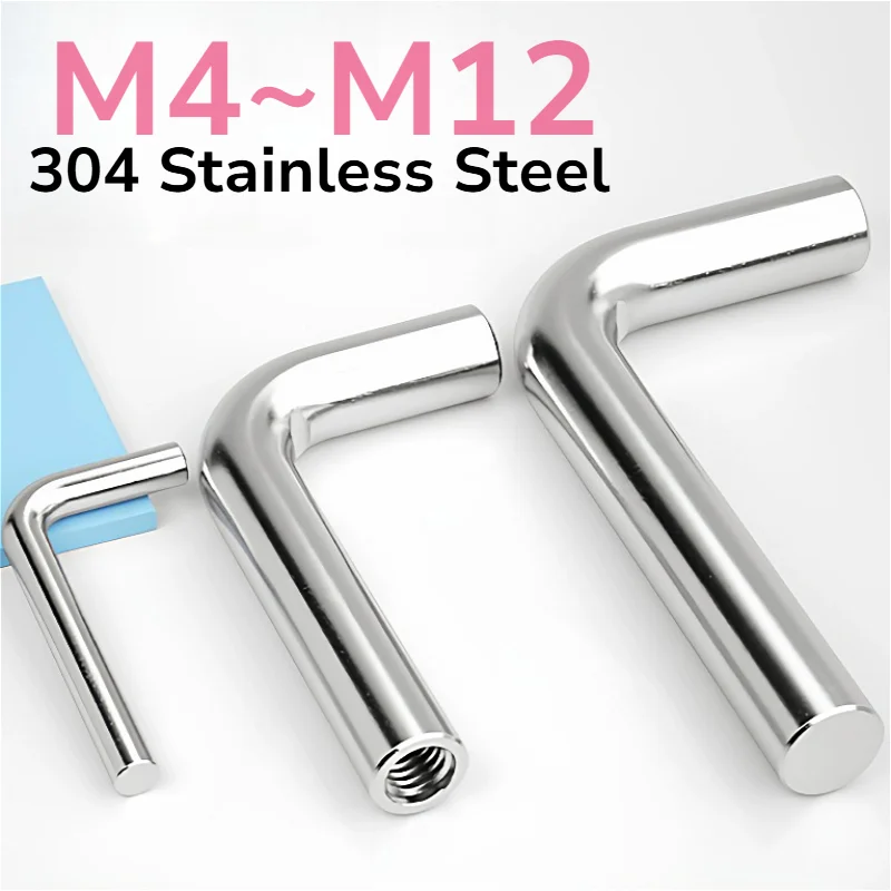 L Shaped Hooks Screw Bolt M4 M5 M6 M8 M10 M12 304 Stainless Steel 7 Shape Right Angle Hook Screws