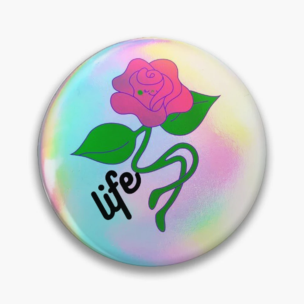 Life. Pin Holographic Star Heart Pin Brooches Laminated Button Fashion Accessory