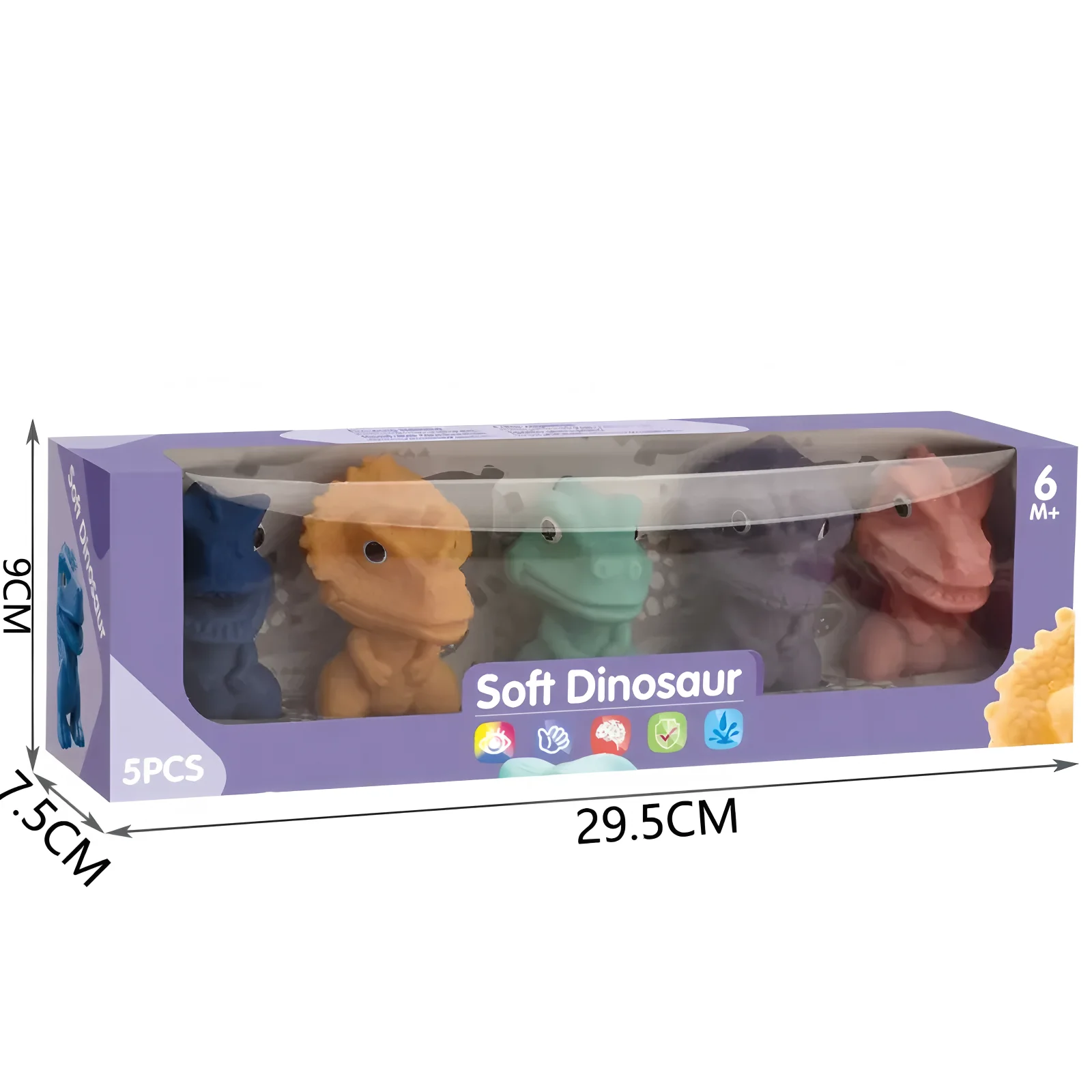Ungiftiger Cartoon-Dinosaurier, weiches Gummi-Dinosaurier-Badespielzeug für Babys von 1–3 Jahren, pädagogisches schwimmendes Wasserspielset, Duschspielzeug