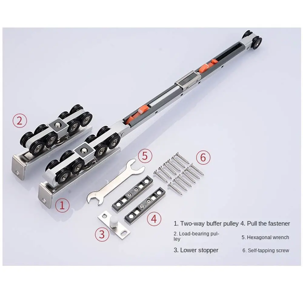 Pulley Sliding Door Sliding Door Wooden Door Hanging Rail On Track Kitchen Mute Bidirectional Buffer Hanging Slide Accessories
