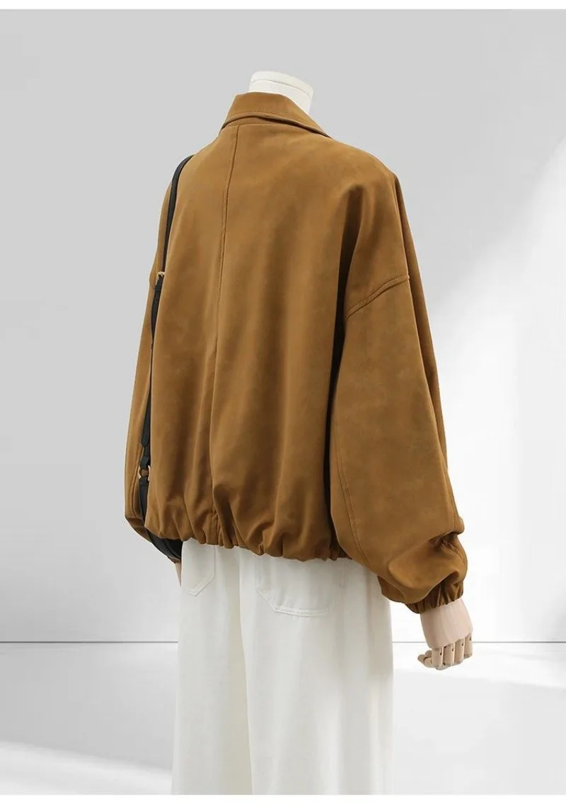 Coffee Design Short Jacket Women's Spring And Autumn 2026 New Maillard Retro Suede Jacket Top Brown