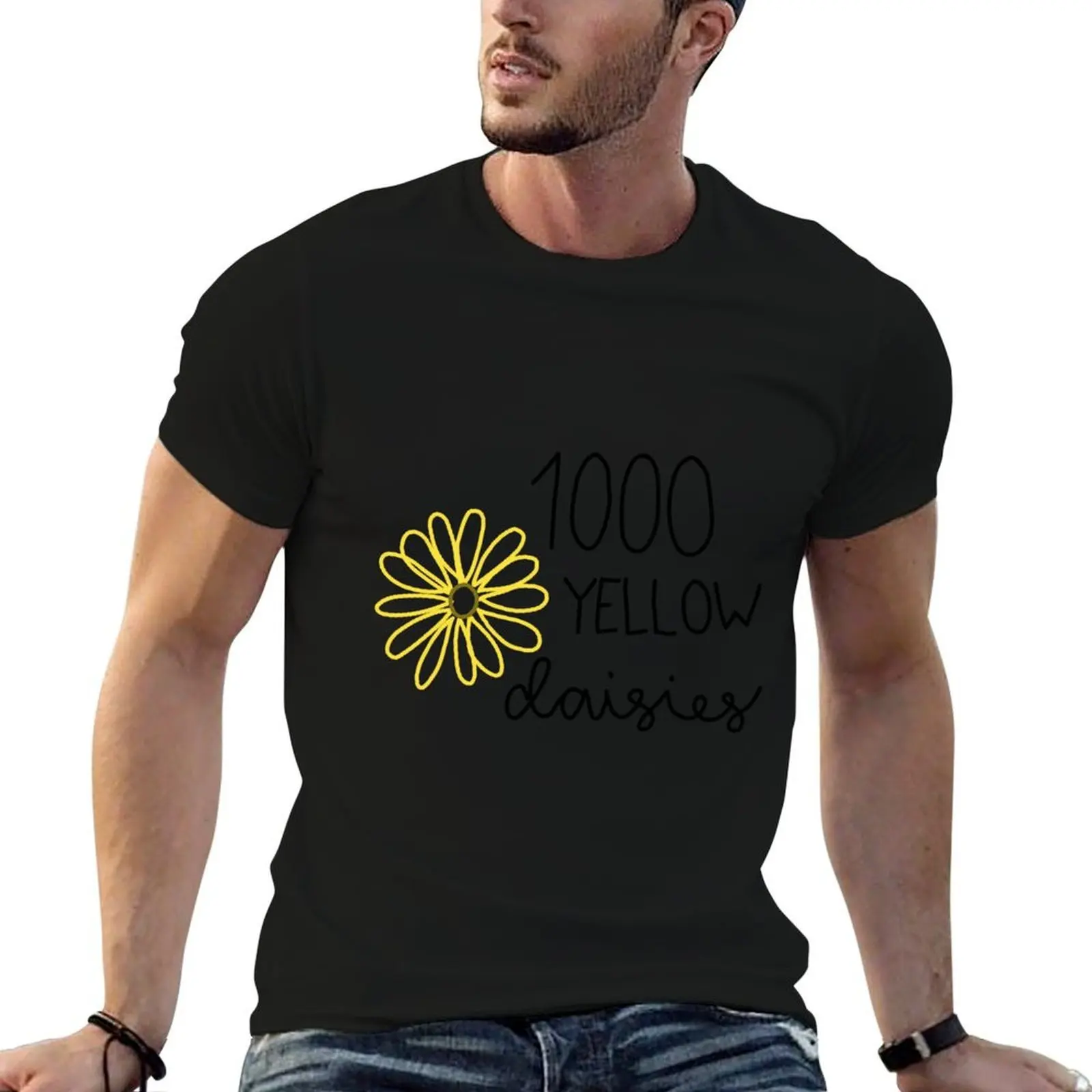 1000 yellow dasies T-Shirt hippie clothes heavyweights mens graphic t-shirts anime