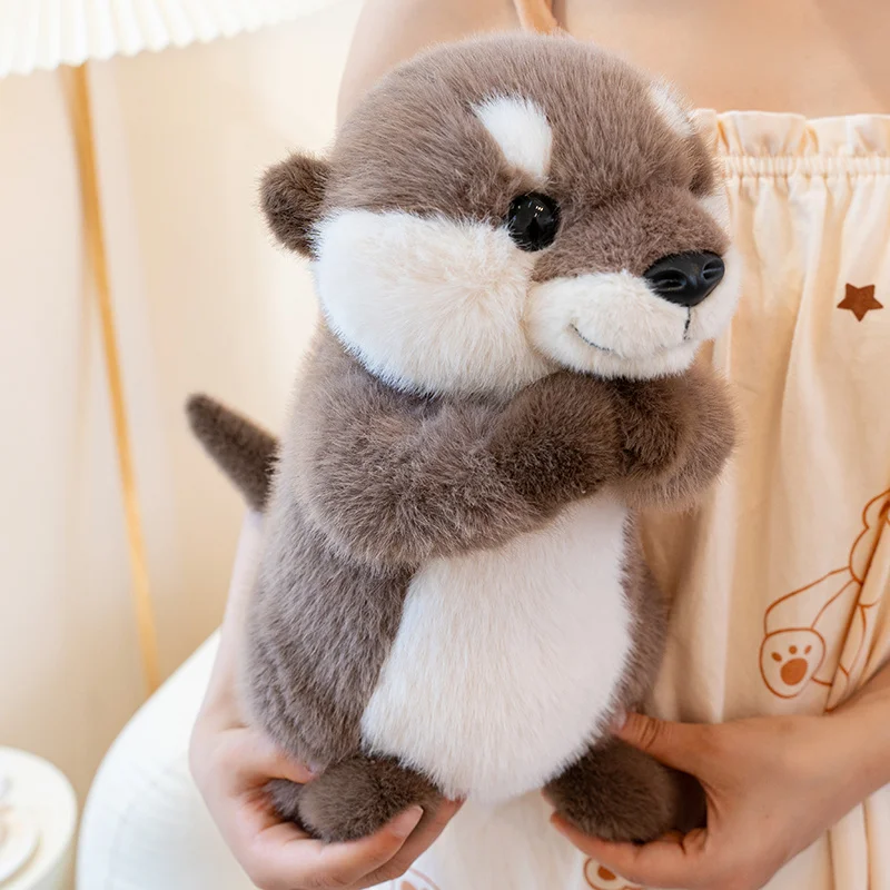 Almohada de muñeco de peluche de nutria bonita de dibujos animados de 25/35cm, botón de cortina de pie, juguete de peluche de nutria de succión magnética, regalo de decoración del hogar para niños