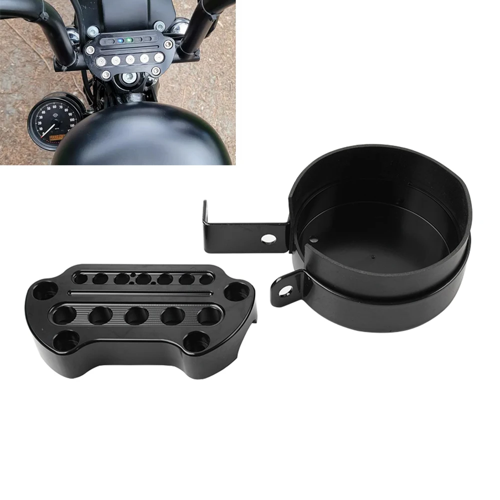 Side Speedometer Bracket Relocation Bracket Indicator Clamp Kit Black For Harley Davidson Sportster 95-up For Dyna models 06-up 