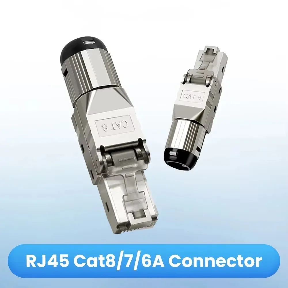 Shielded Toolless RJ45 Modular Plug Cat8 Cat7 Cat6A,40Gbps 2000MHz LAN Connector For 22AWG-24AWG Ethernet Quick Termination