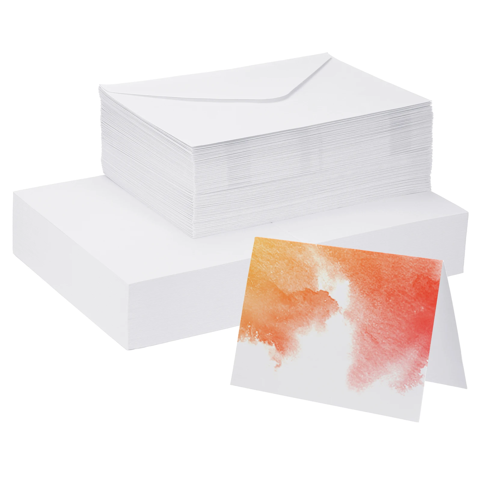 

100Sets Pure Cotton Watercolor Paper Cards Postcards with Envelopes for Art Painting Creative Thank Notes 5x7Inch Foldable Size