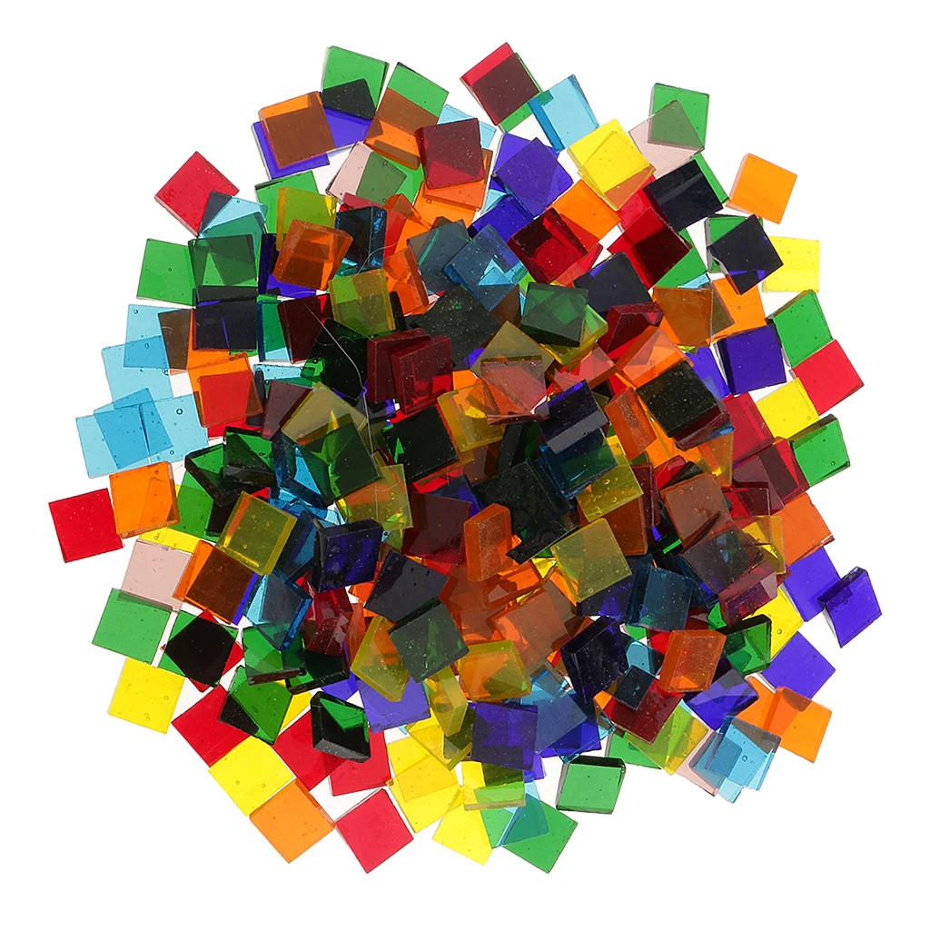 Assorted Colors Clear Glass Pieces Mosaic Making Tiles Tessera for Puzzle Arts DIY Craft Accessories