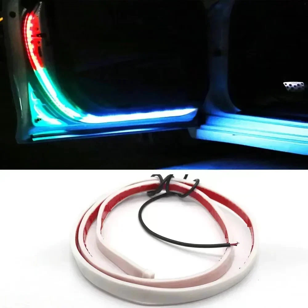 Bande lumineuse LED en iode pour ouverture de porte de voiture, lumière de bienvenue, signal clignotant, accessoires de sécurité, décoration, 2 pièces